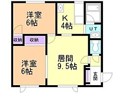 メゾン中道 2LDKの間取図画像