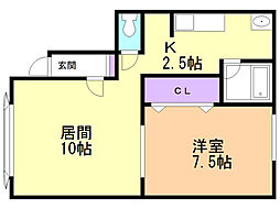 シャトームラピス2 1LDKの間取図画像