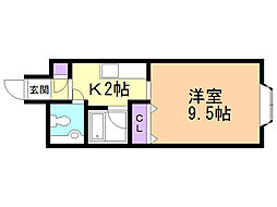ペイサージュ港町 1Kの間取図画像