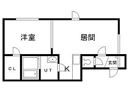 ドミールM・K 1LDKの間取図画像
