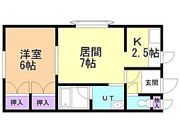 コーポメンフィス 1DKの間取図画像