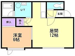 Kハウス 1LDKの間取図画像
