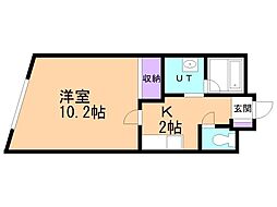 ルミエール美原 1Kの間取図画像