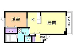 マンション・ティファニー 1LDKの間取図画像