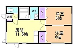 ヴィラ幸陽 2LDKの間取図画像