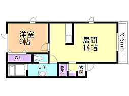フリージア 1LDKの間取図画像