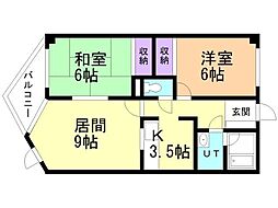 アジュール中道 3階/-