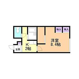 レオパレスシーサイド 1Kの間取図画像