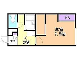 レオパレスバンフィー 1Kの間取図画像