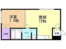 ゆとりコーポA号 1LDKの間取図画像