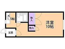 柏木ハイツ 1Kの間取図画像