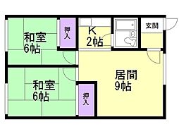 コーポはまなす 2LDKの間取図画像