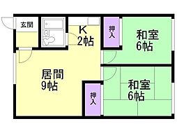 コーポはまなす 2LDKの間取図画像