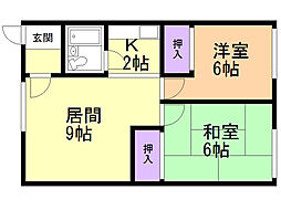 コーポはまなす 2LDKの間取図画像
