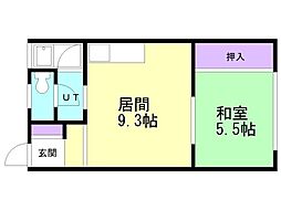 青原荘 1LDKの間取図画像