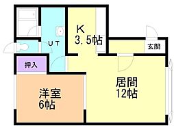 レジデンスキクタ 1LDKの間取図画像