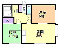 龍雲荘 2LDKの間取図画像