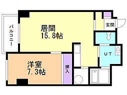 Gウェーブ松風 1LDKの間取図画像