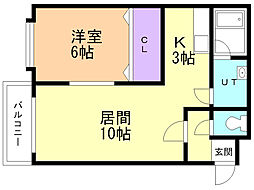 カーサカロ 1LDKの間取図画像