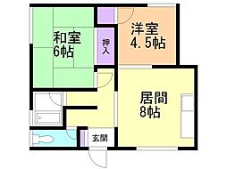 田中アパートA 2LDKの間取図画像