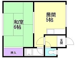 ラ・ネージュ本通 1DKの間取図画像