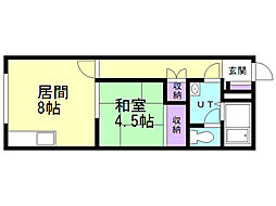 本町ハイツタイプワン 1LDKの間取図画像