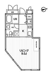 ルクレ東新宿 1Kの間取図画像