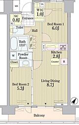 プライムアーバン東中野コート 2LDKの間取図画像