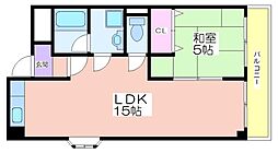 ハピネス南館 1LDKの間取図画像