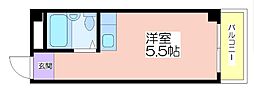 カルム加賀屋 ワンルームの間取図画像