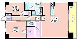 大阪ベイレジデンス 2LDKの間取図画像