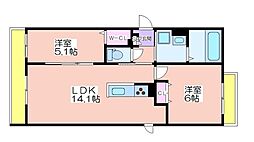 仮)エスポワレジデンス 2LDKの間取図画像