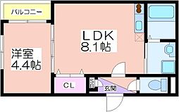 AIA難波南 1LDKの間取図画像