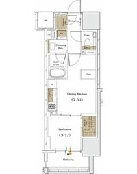 ザ・パークハビオ谷町六丁目クロス 1DKの間取図画像