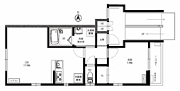 大野レジデンスA 1LDKの間取図画像