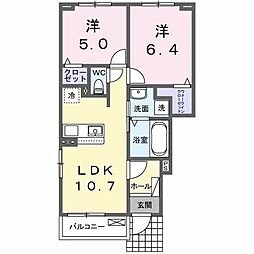 カレント レジデンス 下増田I 2LDKの間取図画像