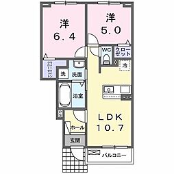 カレント レジデンス 下増田I 2LDKの間取図画像