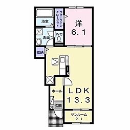 ルパルク II 1LDKの間取図画像