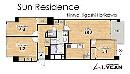 サンレジデンス錦綾東堀川 3LDKの間取図画像