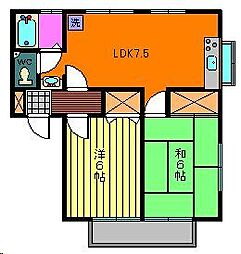 スプリングスハイム2号 2DKの間取図画像