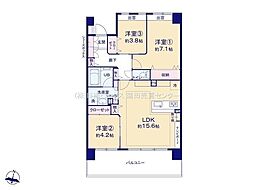 京急シティ多摩川 3LDKの間取図画像