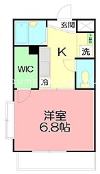 アビタシオン湘南 1Kの間取図画像