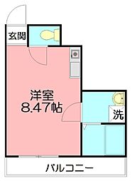 グランディール ワンルームの間取図画像