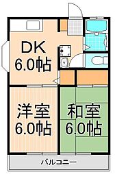 パティオスクエア亀有 2DKの間取図画像