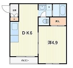 サンコート高砂 1DKの間取図画像