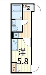 プルミエール柴又 1Kの間取図画像