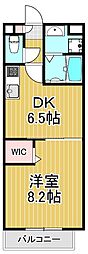 パールハイツ青砥 1DKの間取図画像