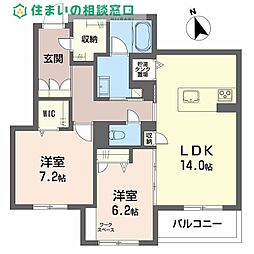 カーサ・レジデンス 2LDKの間取図画像