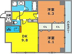 COZYCOURT三軒茶屋TOKYO 2DKの間取図画像
