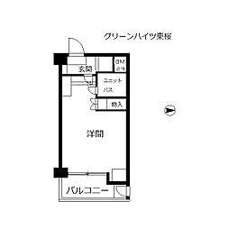 グリーンハイツ東桜 ワンルームの間取図画像
